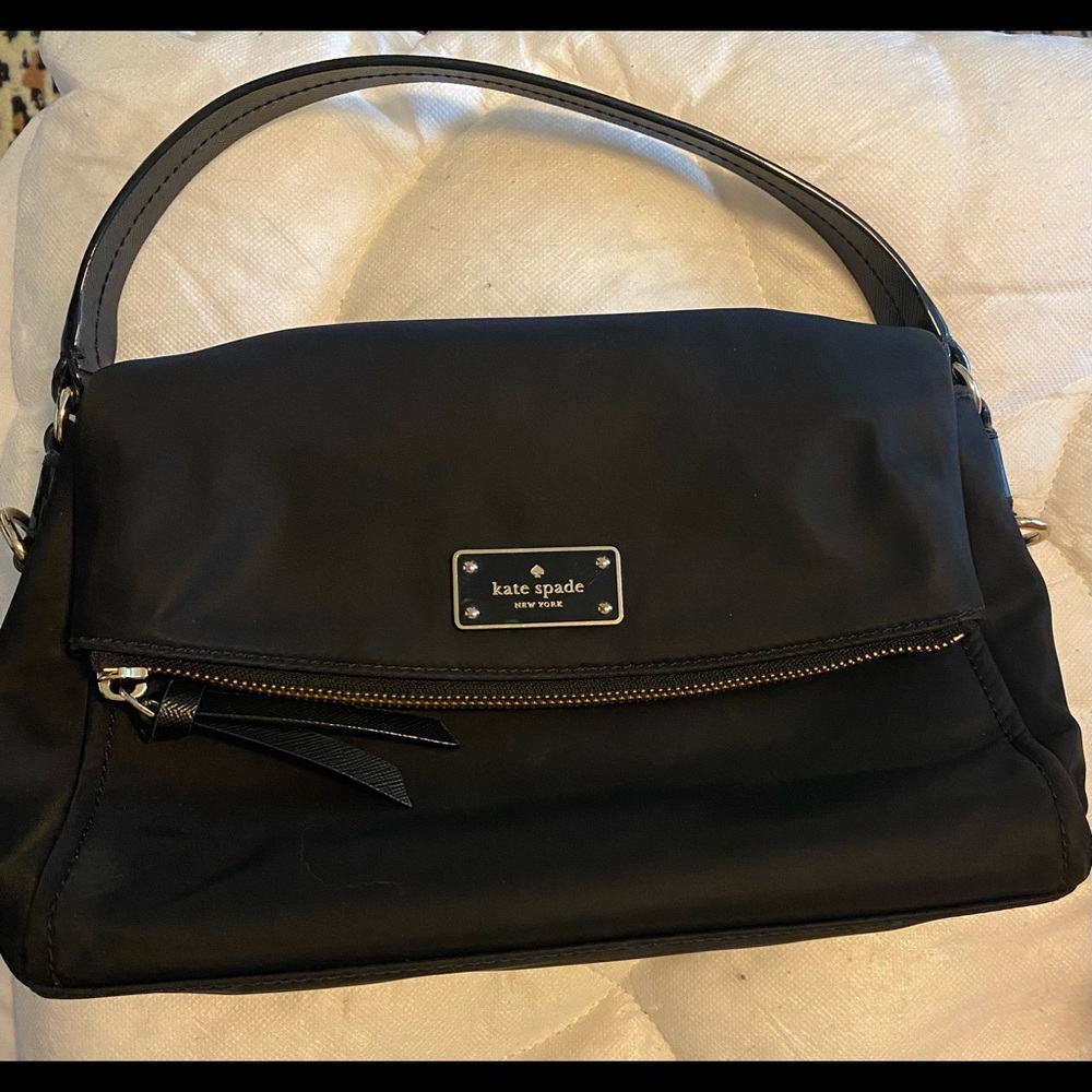 Kate spade black nylon fold over bag